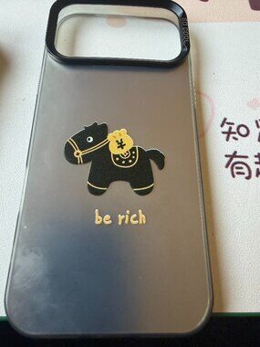 Black Lucky Horse "Be Rich" Phone Case | Like New